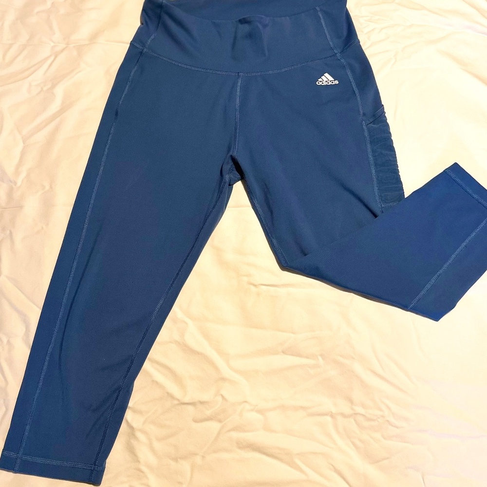 ADIDAS AEROREADY WORKOUT LEGGINGS SZ L BLUE